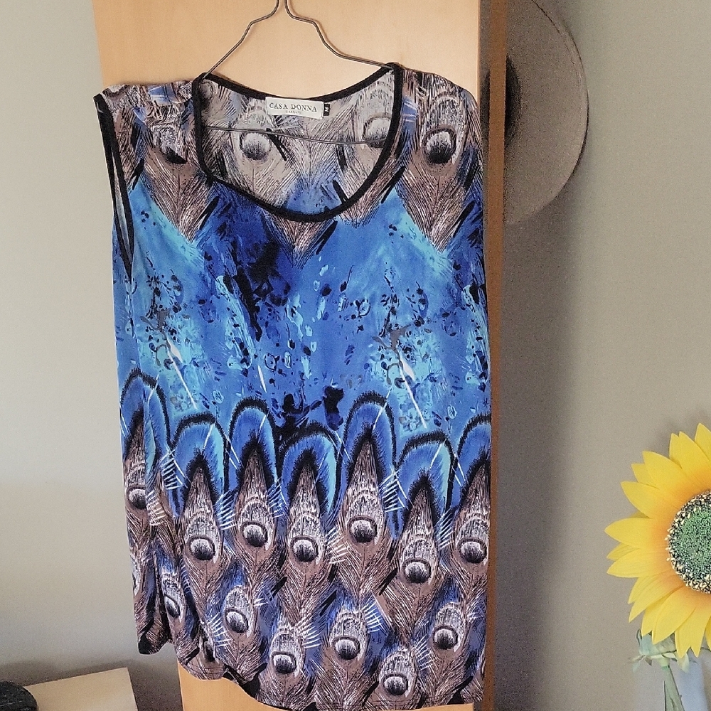 Blue Graphic Relaxed Tank Top